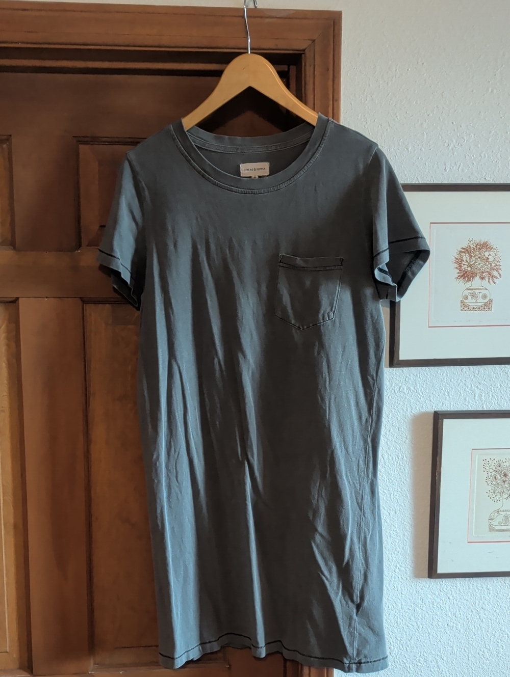 Thread & Supply Washed Charcoal Pocket Tee Dress